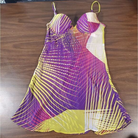 Victorias Secret Very Sexy Silk‎ Babydoll Slip 34C Designer Purple Chartreuse - Picture 1 of 12